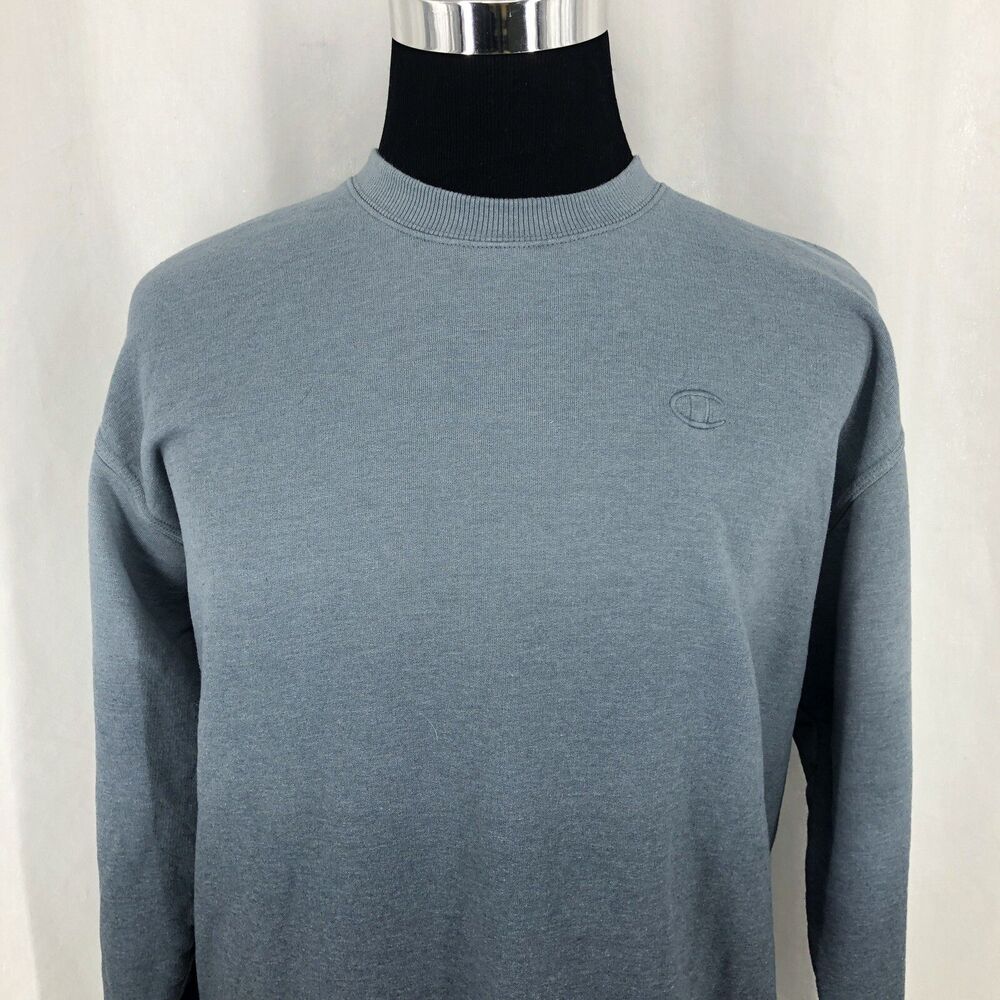 Champion Powerblend Fleece Ombre Crew Sweatshirt Blue Long Sleeve Large